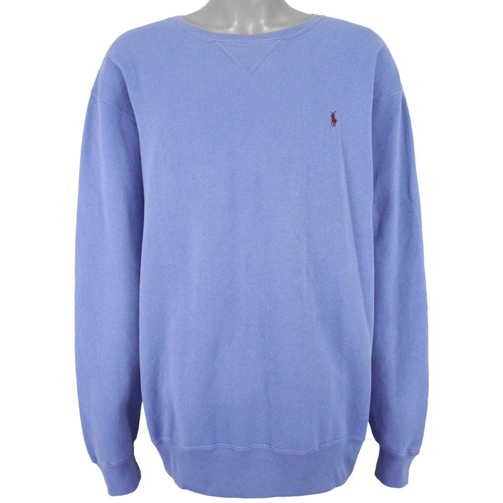Ralph Lauren (Polo) - Blue Crew Neck Sweatshirt 1990s Large Vintage Retro