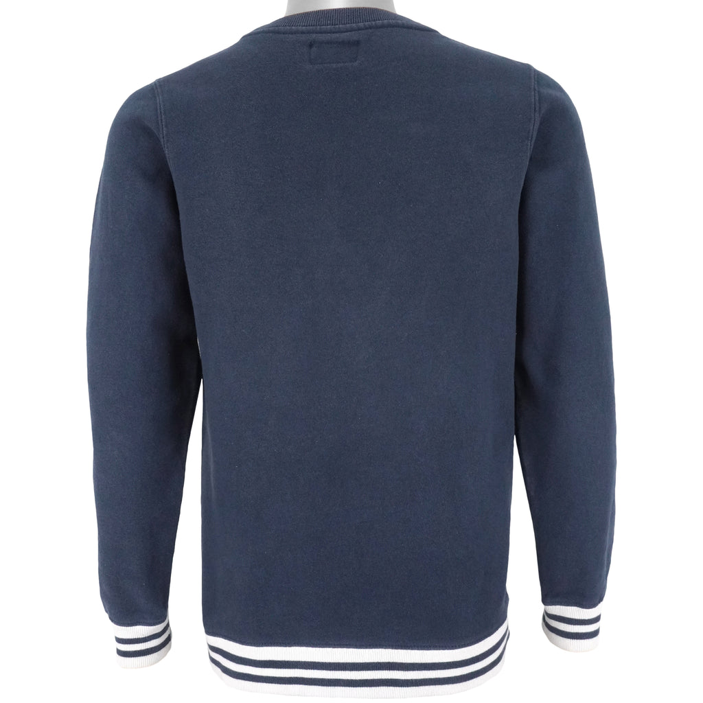 Stussy - Blue Spell-Out Crew Neck Sweatshirt 2000s Small Vintage Retro