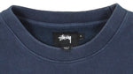 Stussy - Blue Spell-Out Crew Neck Sweatshirt 2000s Small Vintage Retro