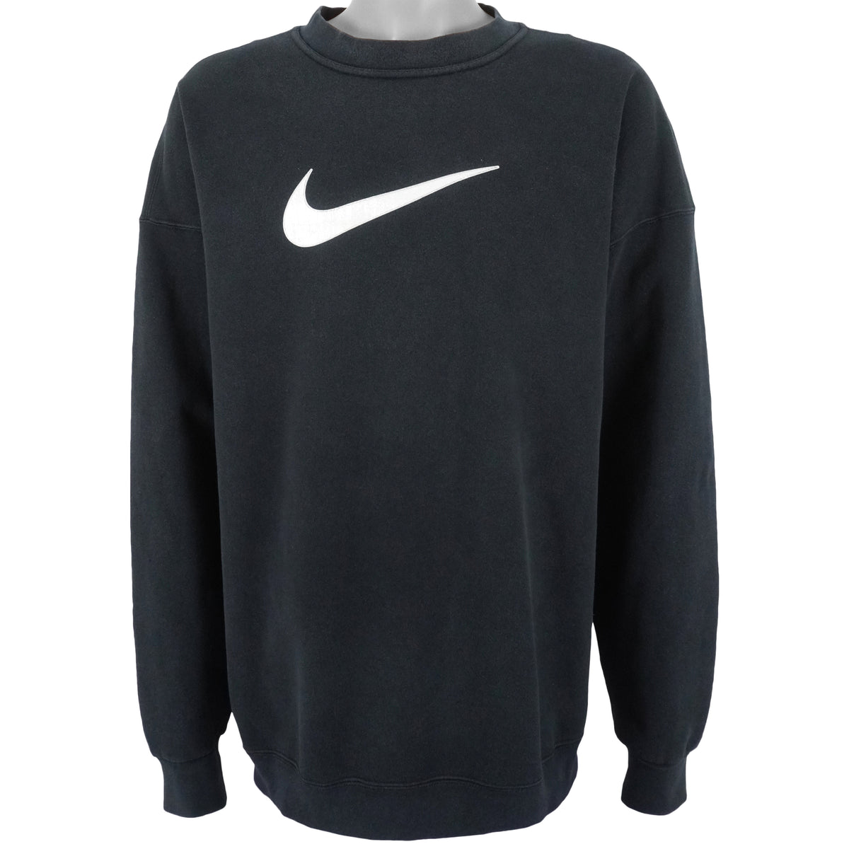 Nike - Black Big Logo Crew Neck Sweatshirt 1990s XX-Large Vintage Retro