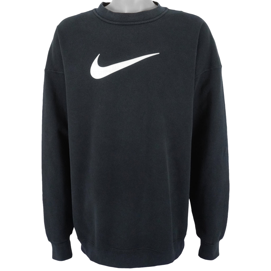 Nike - Black Big Logo Crew Neck Sweatshirt 1990s XX-Large Vintage Retro