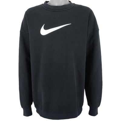 Nike - Black Big Logo Crew Neck Sweatshirt 1990s XX-Large