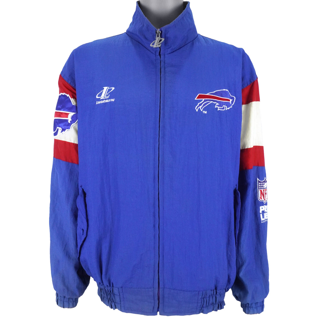NFL (Logo Athletic) - Buffalo Bills Spell-Out Windbreaker 1990s Large Vintage Retro Football