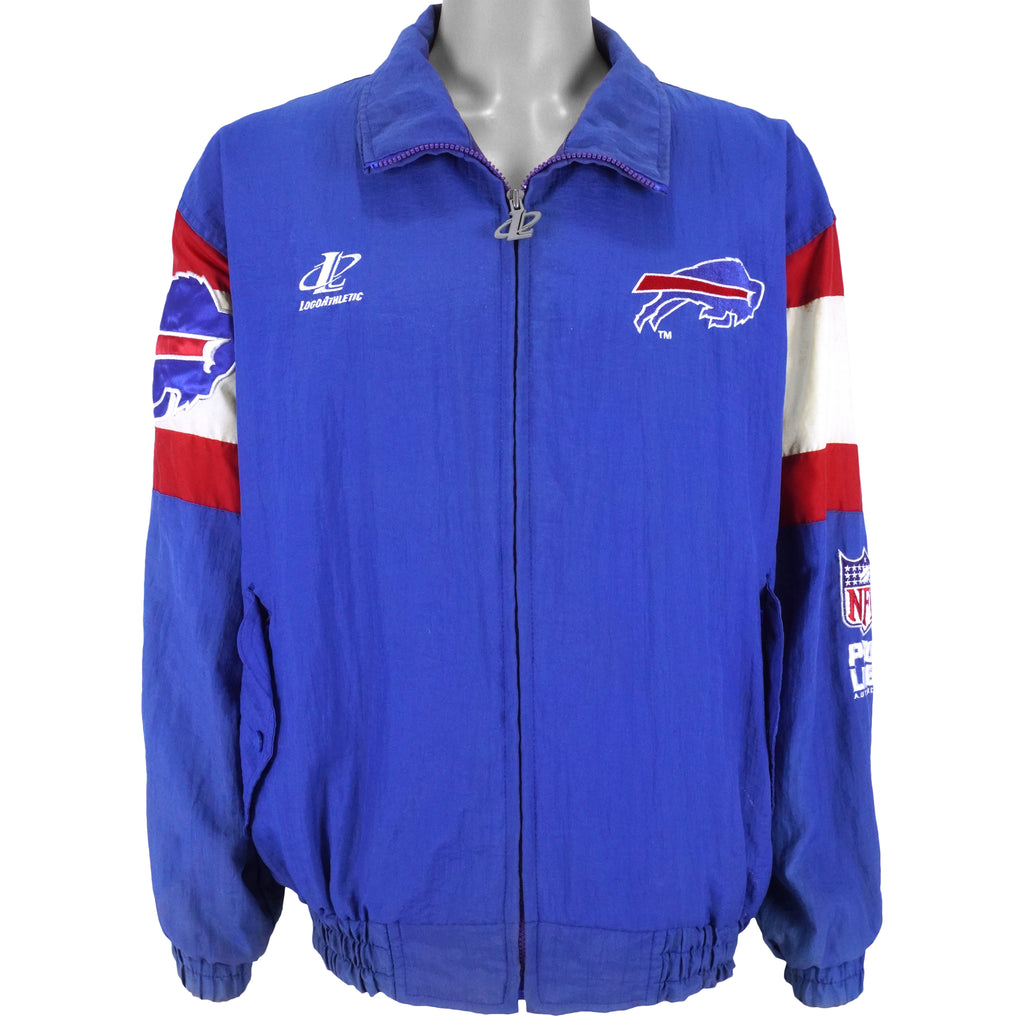 NFL (Logo Athletic) - Buffalo Bills Spell-Out Windbreaker 1990s Large Vintage Retro Football