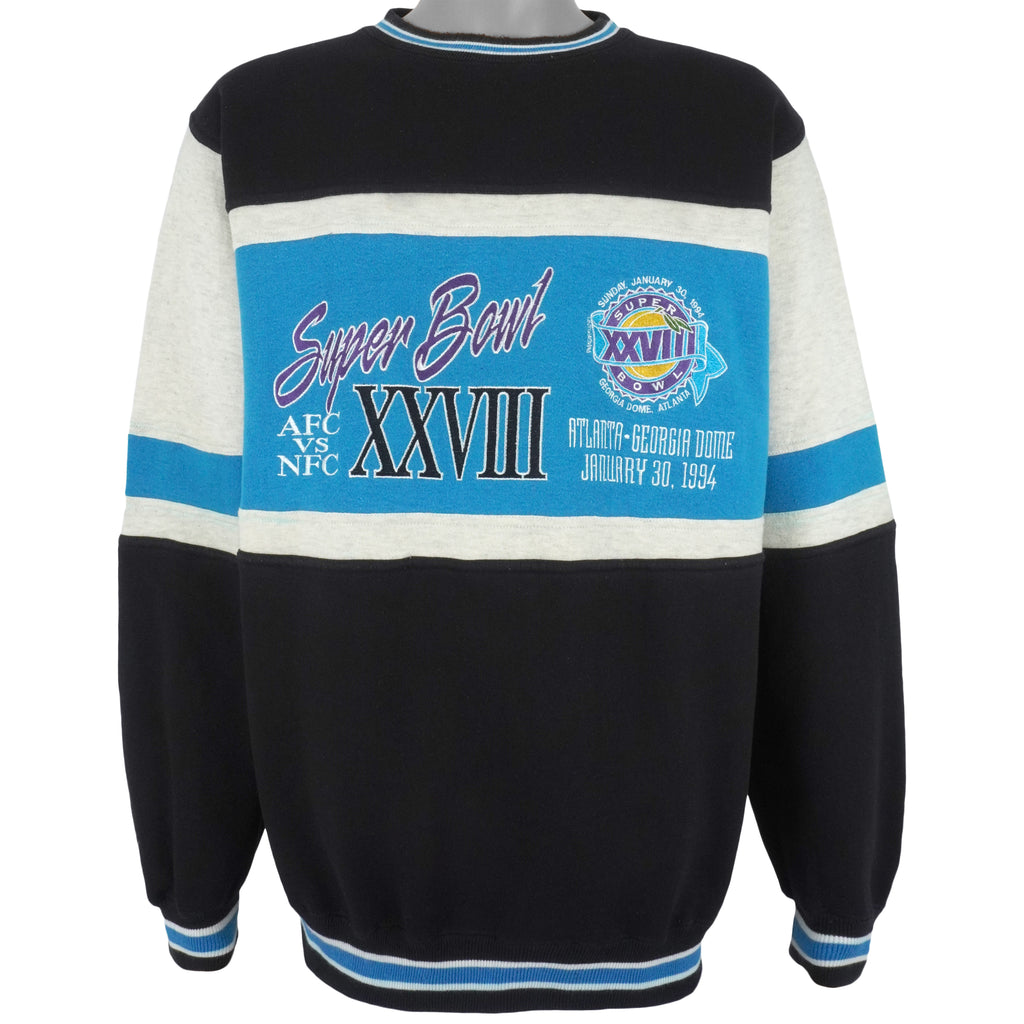 NFL (Logo 7) - Super Bowl XXVIII, Georgia Dome, Atlanta Crew Neck Sweatshirt 1994 X-Large Vintage Retro Football