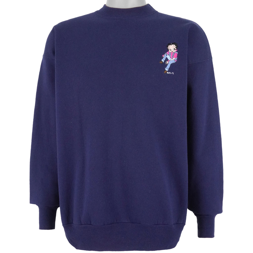 Vintage (Hanes) - Betty Boop Embroidered Crew Neck Sweatshirt 1990s Large Vintage Retro