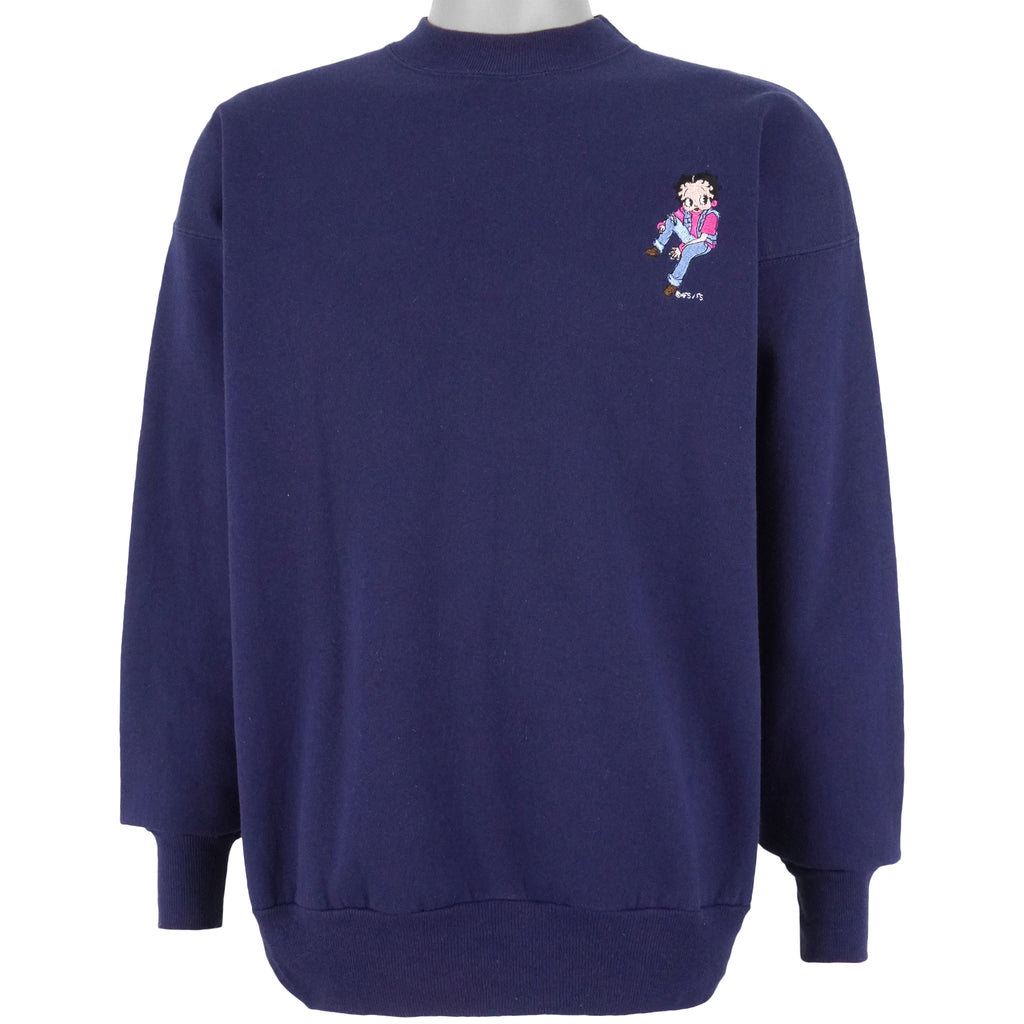 Vintage (Hanes) - Betty Boop Embroidered Crew Neck Sweatshirt 1990s Large Vintage Retro