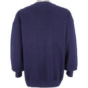 Nike - Blue Classic Embroidered Logo Crew Neck Sweatshirt 1990s Large Vintage Retro