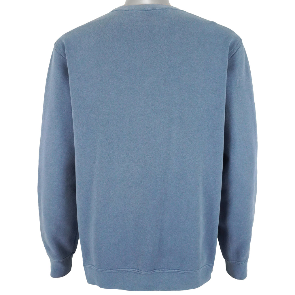 Nike - Blue Embroidered Logo Crew Neck Sweatshirt 1990s Large Vintage Retro