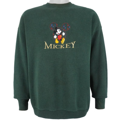 Disney - Mickey Embroidered Crew Neck Sweatshirt 1990s X-Large