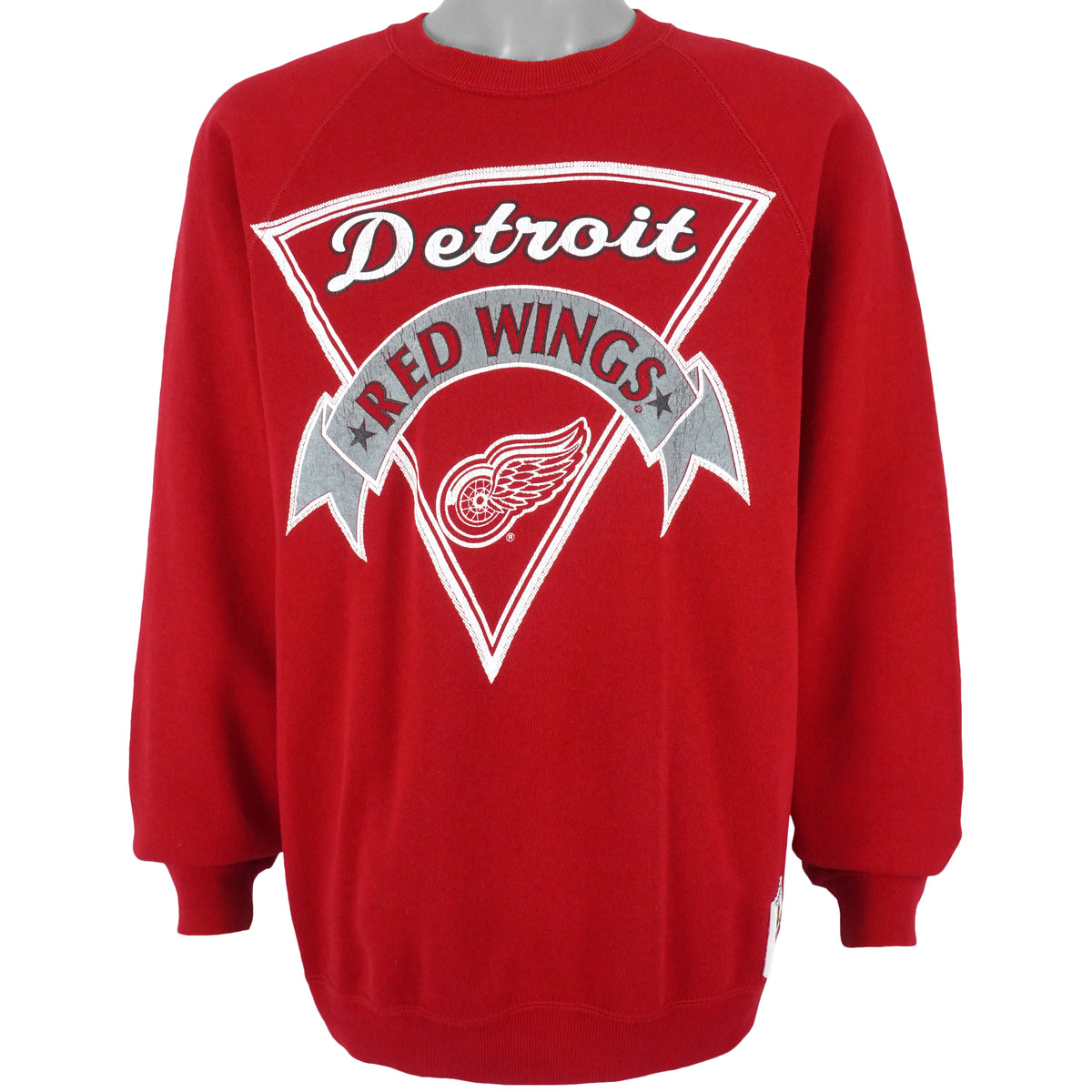 NHL (Nutmeg) - Detroit Red Wings Big Logo Sweatshirt 1990s Large Vintage Retro Hockey