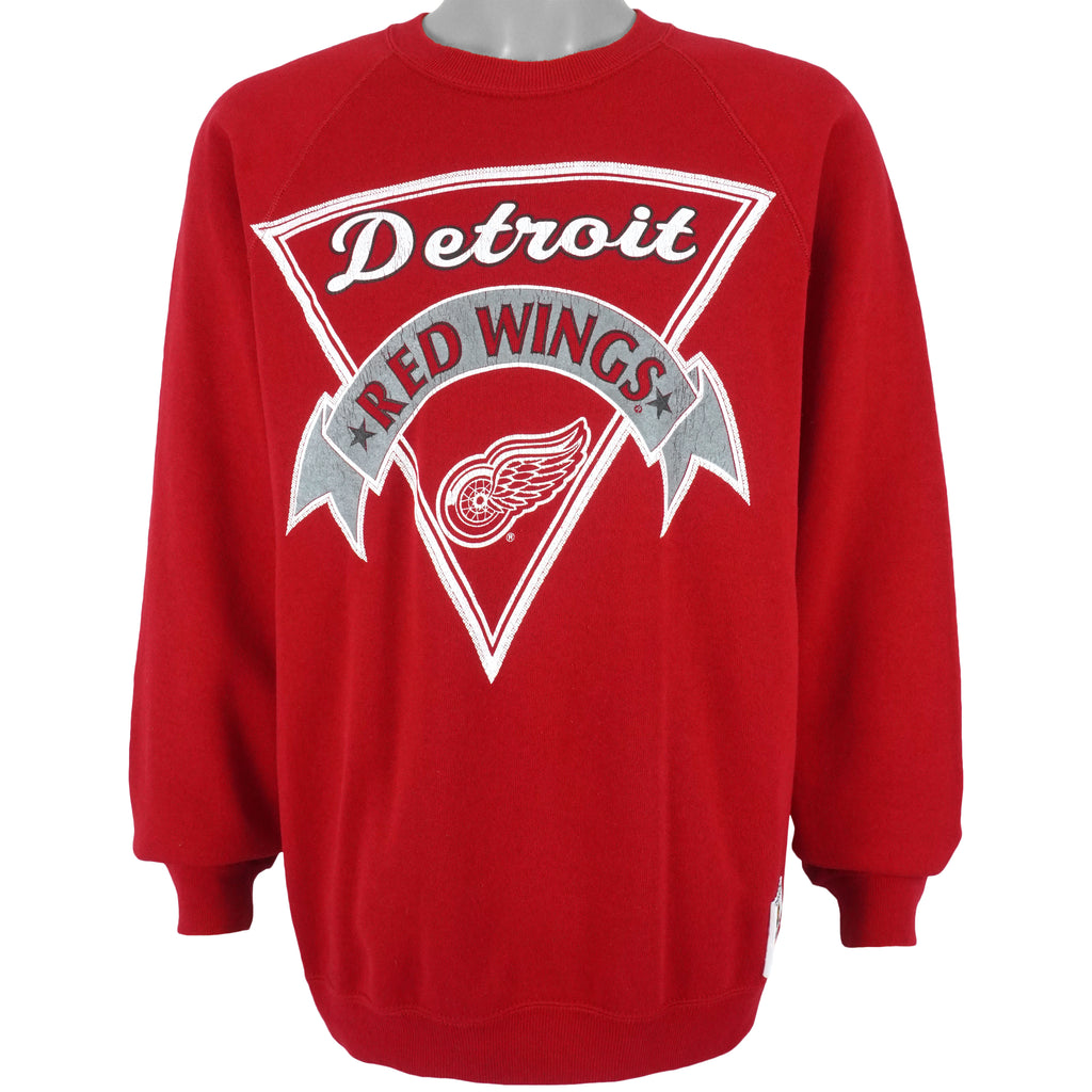 NHL (Nutmeg) - Detroit Red Wings Big Logo Sweatshirt 1990s Large Vintage Retro Hockey