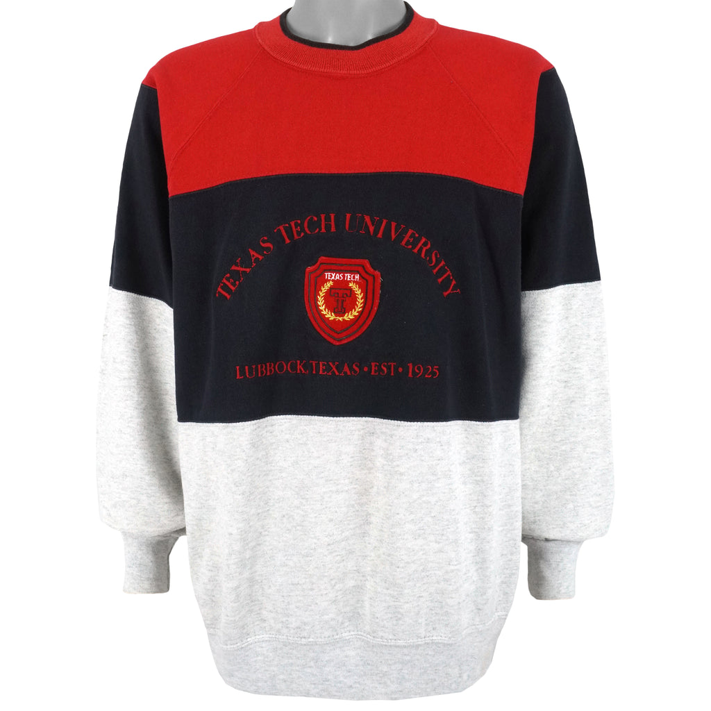 Vintage (Nutmeg) - Texas Tech University Embroidered Crew Neck Sweatshirt 1990s X-Large Vintage Retro