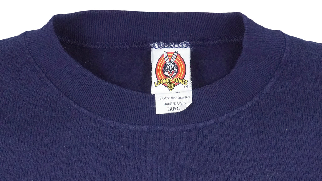 Looney Tunes - Marvin The Martian Embroidered Crew Neck Sweatshirt 1990s Large Vintage Retro