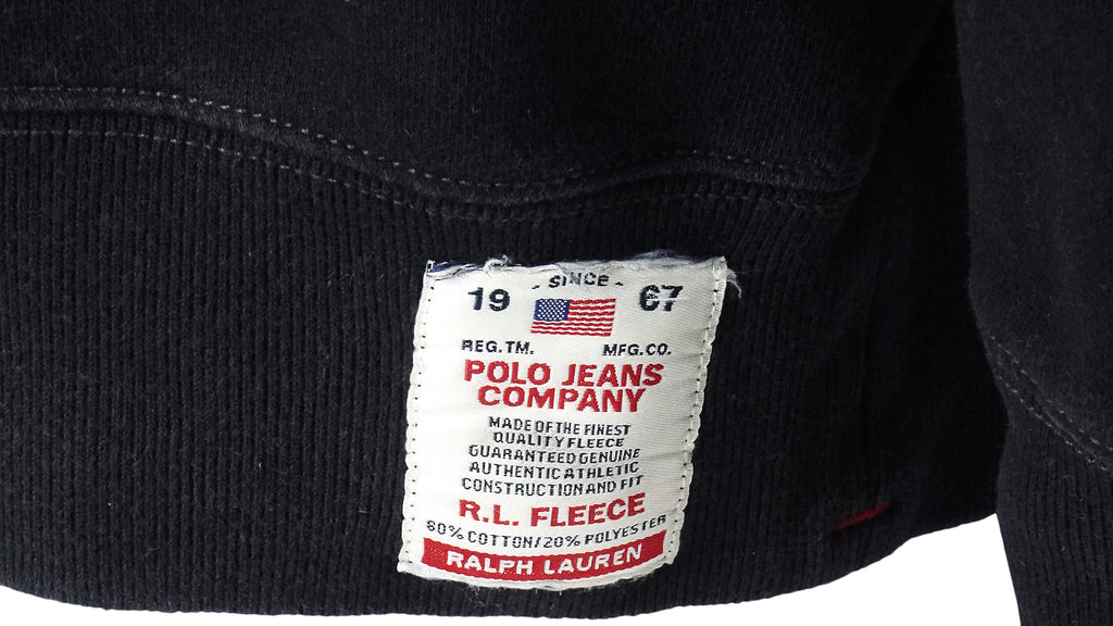 Ralph Lauren - Black Spell-Out Crew Neck Sweatshirt 1990s X-Large Vintage Retro