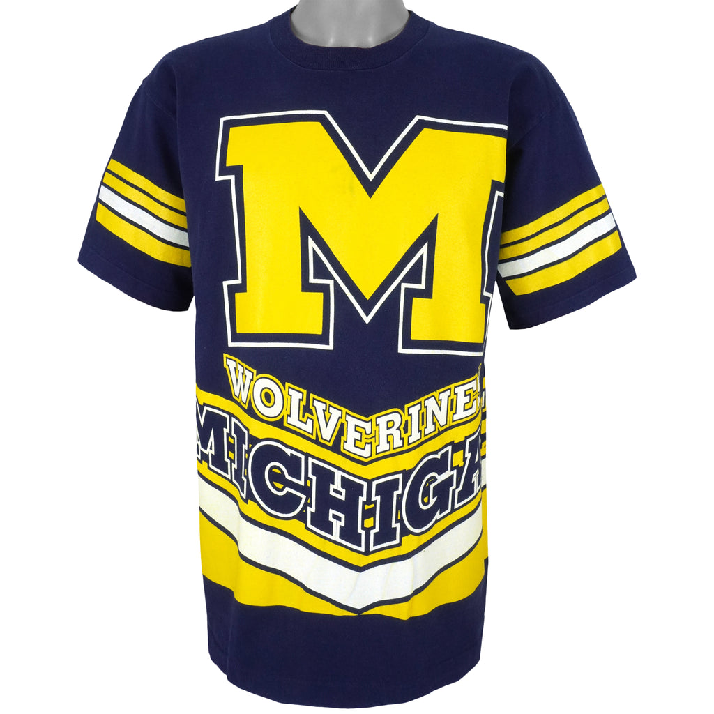 NCAA (Salem) - Michigan Wolverines Big Spell-Out T-Shirt 1990s Large Vintage Retro Football College