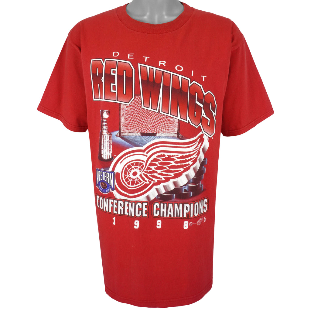 NHL (Unique) - Detroit Red Wings, Stanley Cup Champs Big Logo T-Shirt 1998 X-Large vintage Retro Hockey