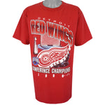 NHL (Unique) - Detroit Red Wings, Stanley Cup Champs Big Logo T-Shirt 1998 X-Large vintage Retro Hockey