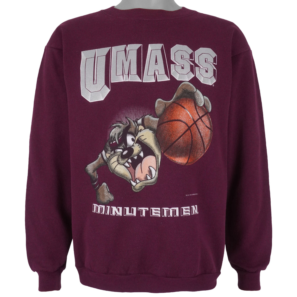 NCAA - Red Taz UMASS Minutemen Crew Neck Sweatshirt 1990 Medium Vintage Retro Basketball College