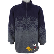 Disney (Mickey & Co.) - Mickey 1/4 Zip Fleece Sweatshirt 1990s Medium Vintage Retro
