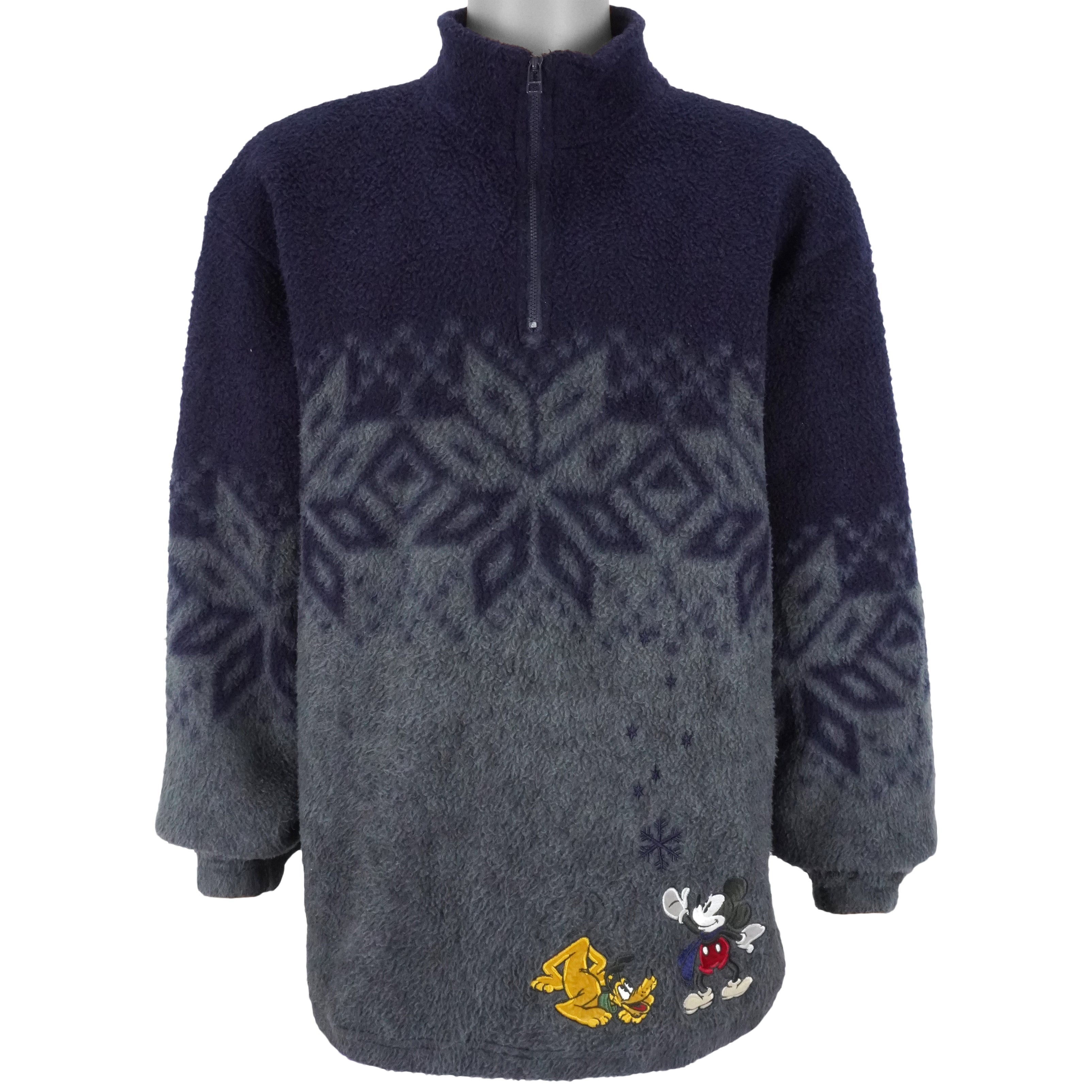 Disney (Mickey & Co.) - Mickey 1/4 Zip Fleece Sweatshirt 1990s Medium Vintage Retro
