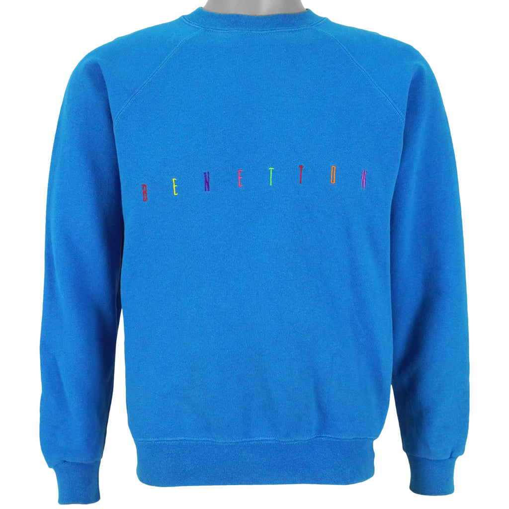 Vintage  - Benetton Spell-Out Crew Neck Sweatshirt 1990s Medium Vintage Retro