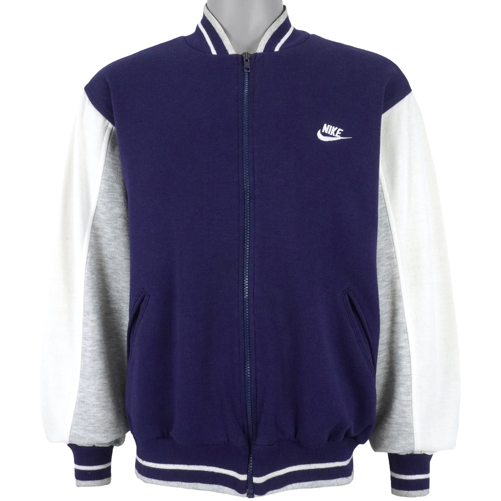 Nike - Blue & White Zip-Up Jacket 1990s Large Vintage Retro