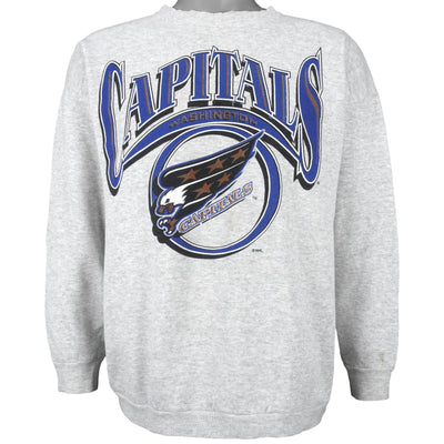 NHL (Logo 7) - Washington Capitals Spell-Out Crew Neck Sweatshirt 1990s X-Large