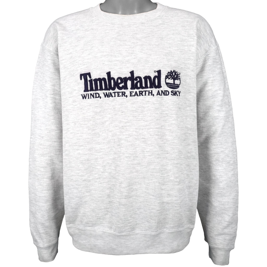 Timberland - Wind, Water, Earth & Sky Embroidered Sweatshirt 1990s Large Vintage Retro