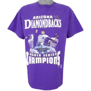 MLB (Delta) - Arizona Diamondbacks Spell-Out T-Shirt 2001 Large Vintage Retro Baseball