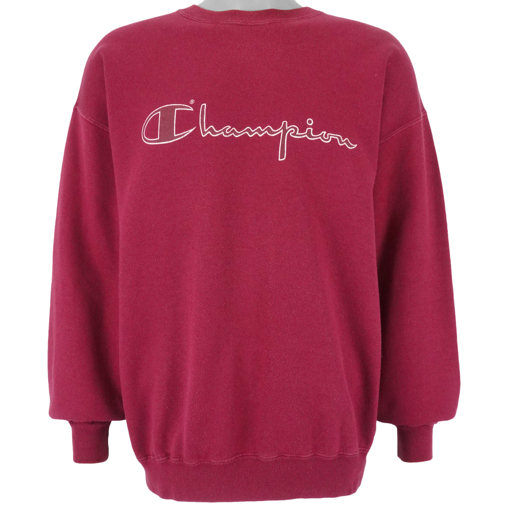Champion - Red Classic Big Spell-Out Sweatshirt 1990s Large Vintage Retro