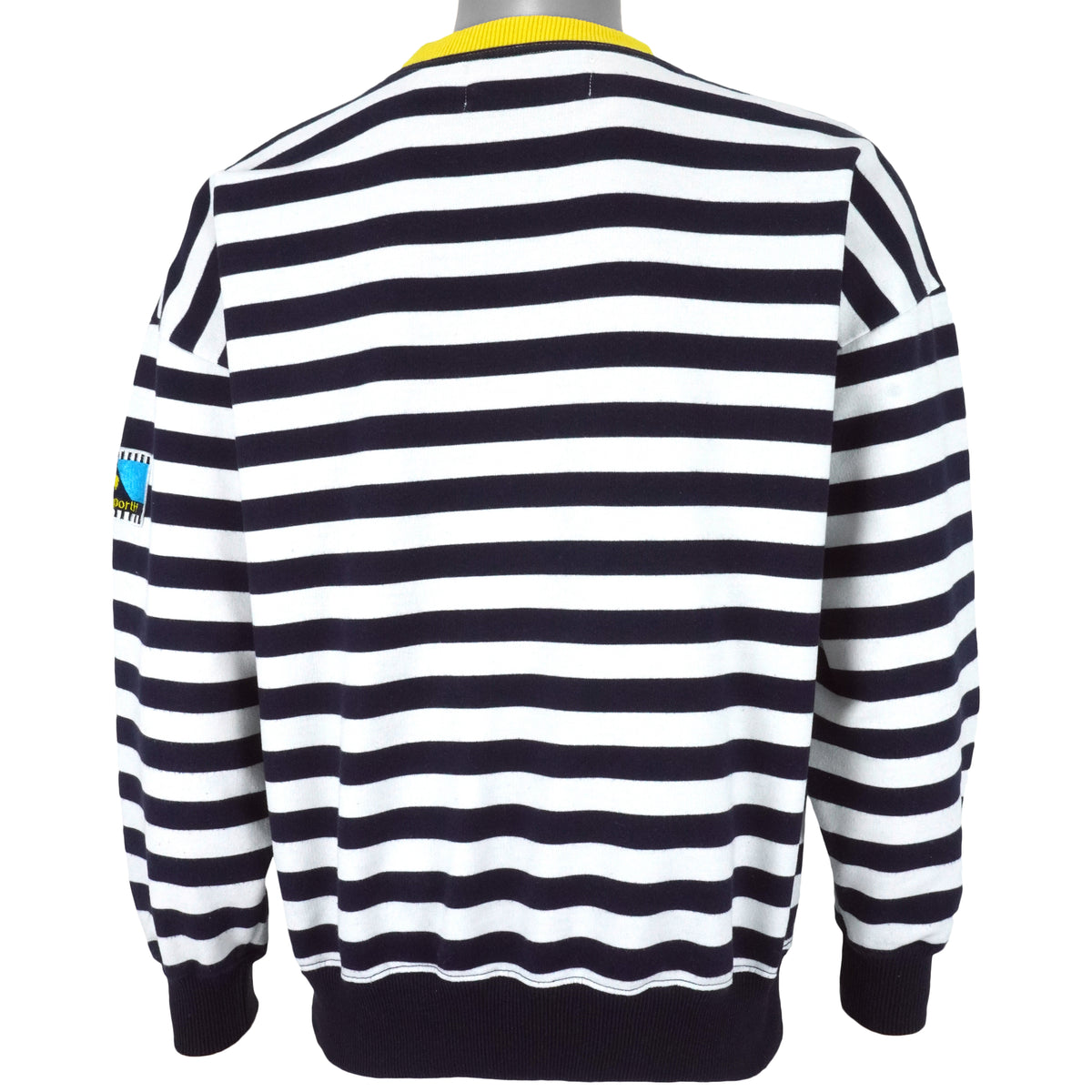 Le Coq Sportif - Black & White Crew Neck Sweatshirt 1990s Small Vintage Retro