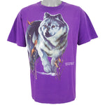 Vintage - Purple Wolf, Carcross, Yukon Big Printed T-Shirt 1990s Large Vintage Retro