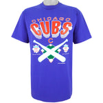 MLB (Velva Sheer) -  Chicago Cubs Spell-Out T-Shirt 1993 Large Vintage Retro Baseball