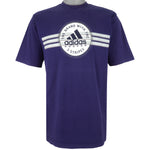 Adidas - Soccer Blue T-Shirt 1990s Large