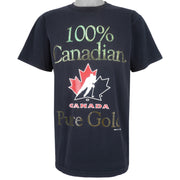 Puma - Black 100% Canadian Pure Gold T-Shirt 2002 Medium Vintage Retro Hockey