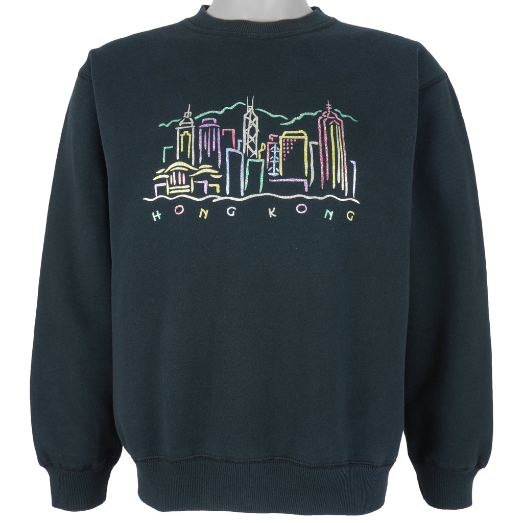 Vintage - Black Hong Kong Sweatshirt 1990s Large Vintage Retro