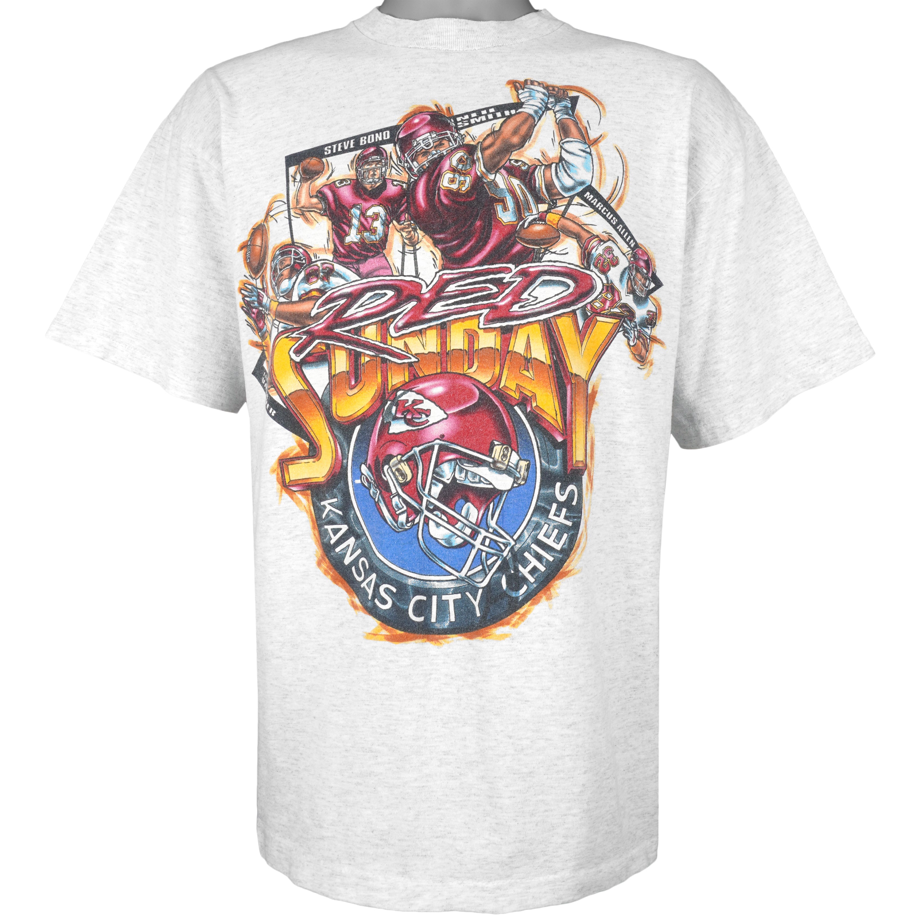 NFL - Kansas City Chiefs Red Sunday T-Shirt 1990s X-Large Vintage Retro Football