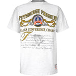 NHL (Nutmeg) - Pittsburgh Penguins, Stanley Cup Spell-Out T-Shirt 1992 Large Vintage Retro Hockey
