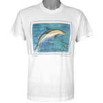Vintage (Screen Stars) - Common Dolphin USPS Stamp Single Stitch T-Shirt 1990 Large