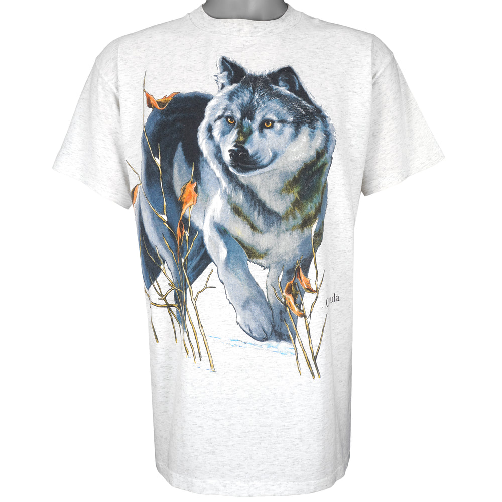 Vintage - Grey Canada Wolf T-Shirt 1990s X-Large Vintage Retro