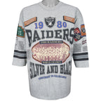 NFL (Long Gone) - Raiders, Silver And Black T-Shirt 1990s X-Large Vintage Retro Football
