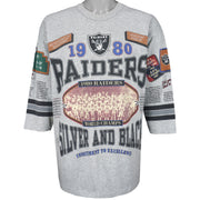 NFL (Long Gone) - Raiders, Silver And Black T-Shirt 1990s X-Large Vintage Retro Football