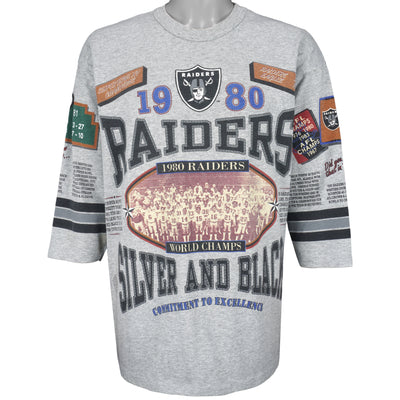 NFL (Long Gone) - Raiders, Silver And Black T-Shirt 1990s X-Large