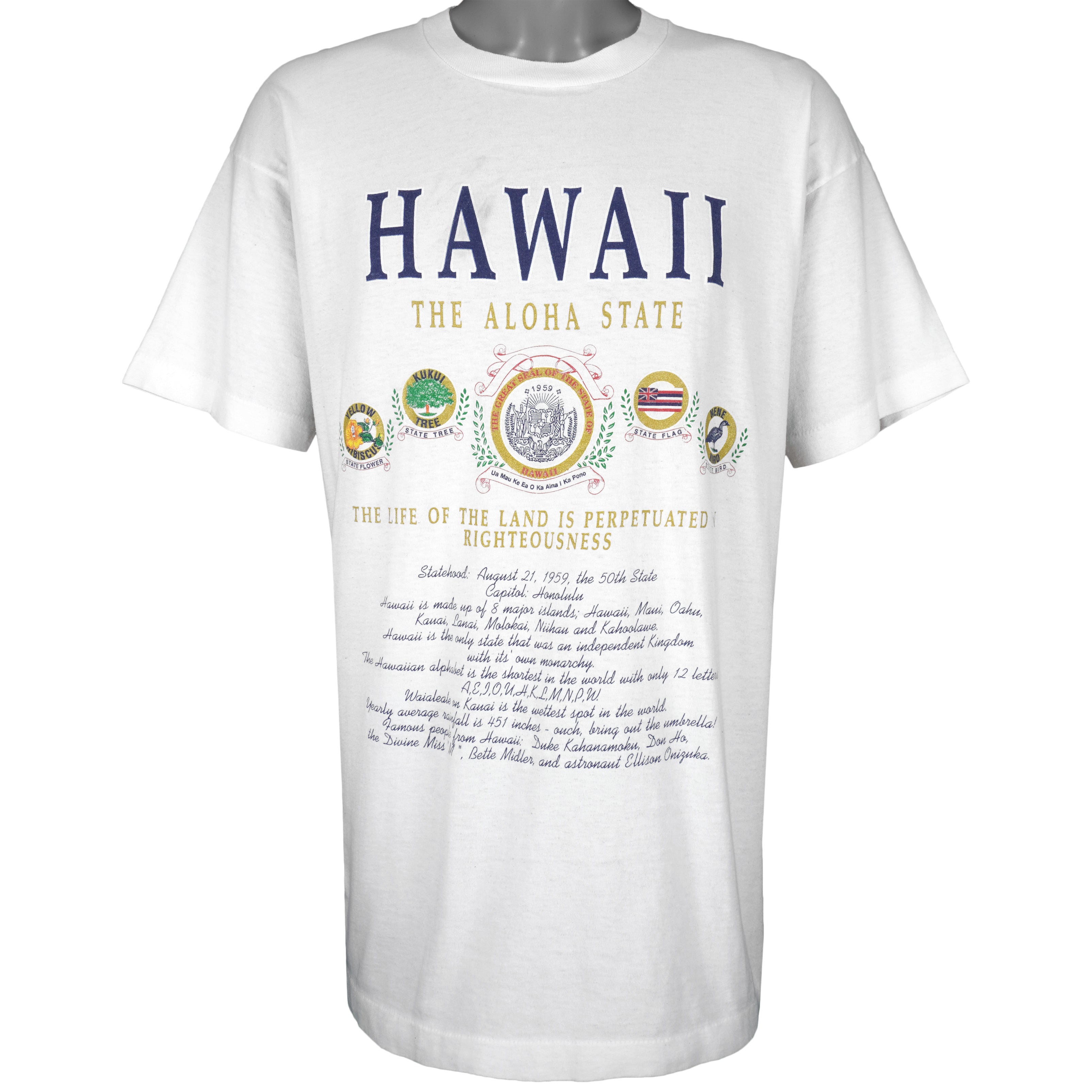 Vintage - The Aloha State Hawaii Single Stitch T-Shirt 1990s X-Large Vintage Retro
