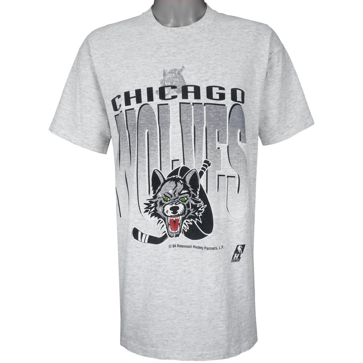 Vintage (Artex) - Grey Chicago Wolves Single Stitch T-Shirt 1994 X-Large Vintage Retro Hockey