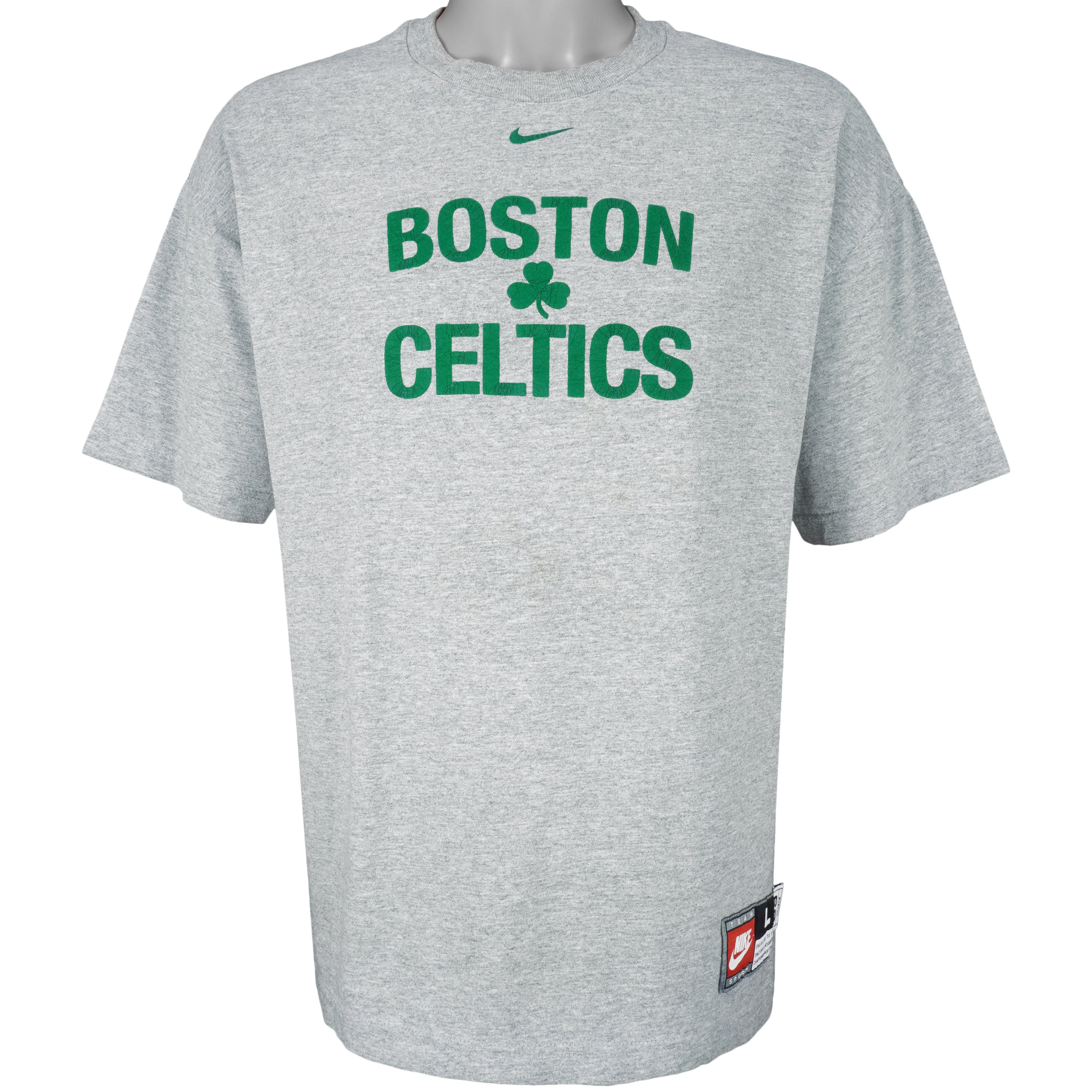 Nike - Grey Boston Celtics T-Shirt 1990s Large (63) Vintage Retro Basketball