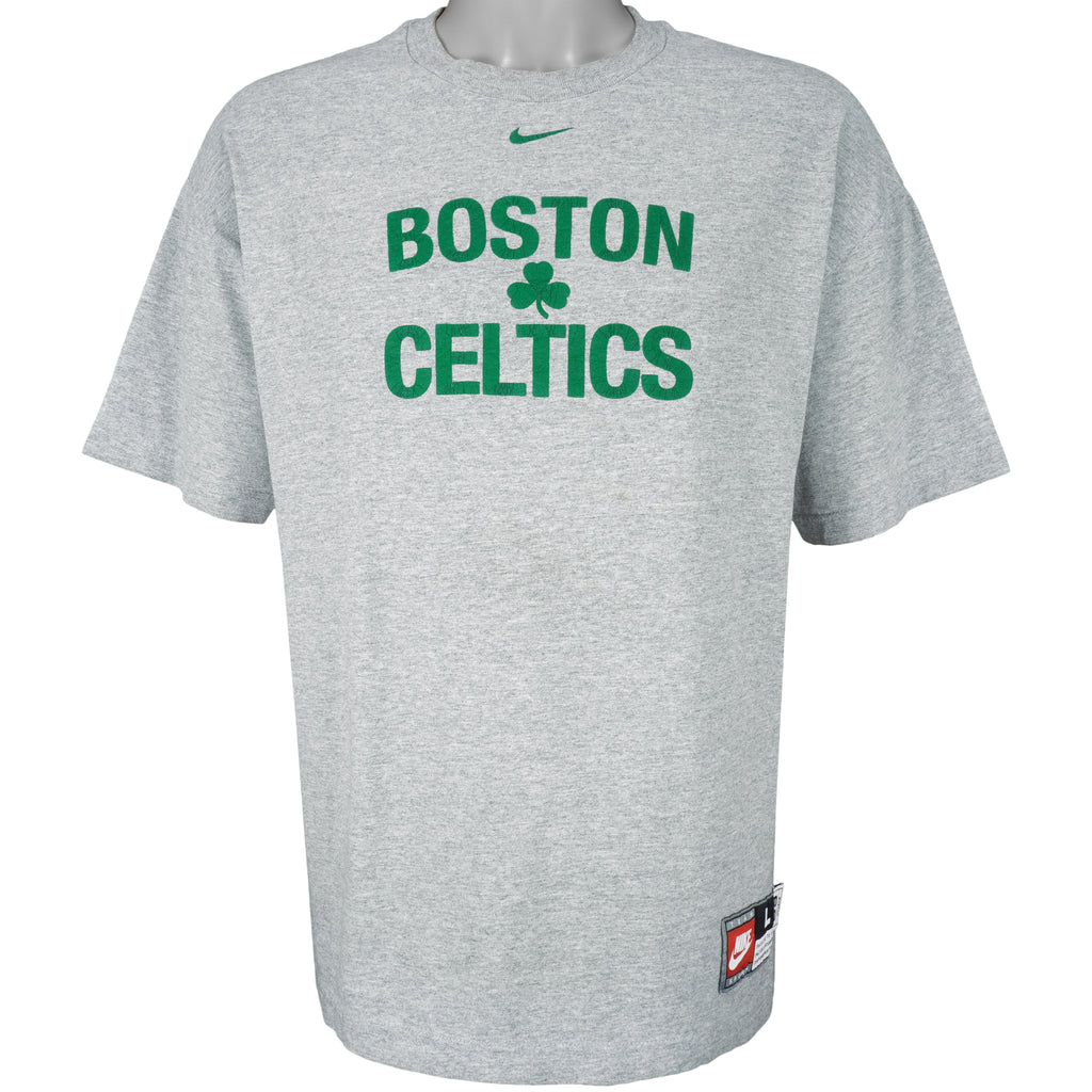 Nike - Grey Boston Celtics T-Shirt 1990s Large (63) Vintage Retro Basketball