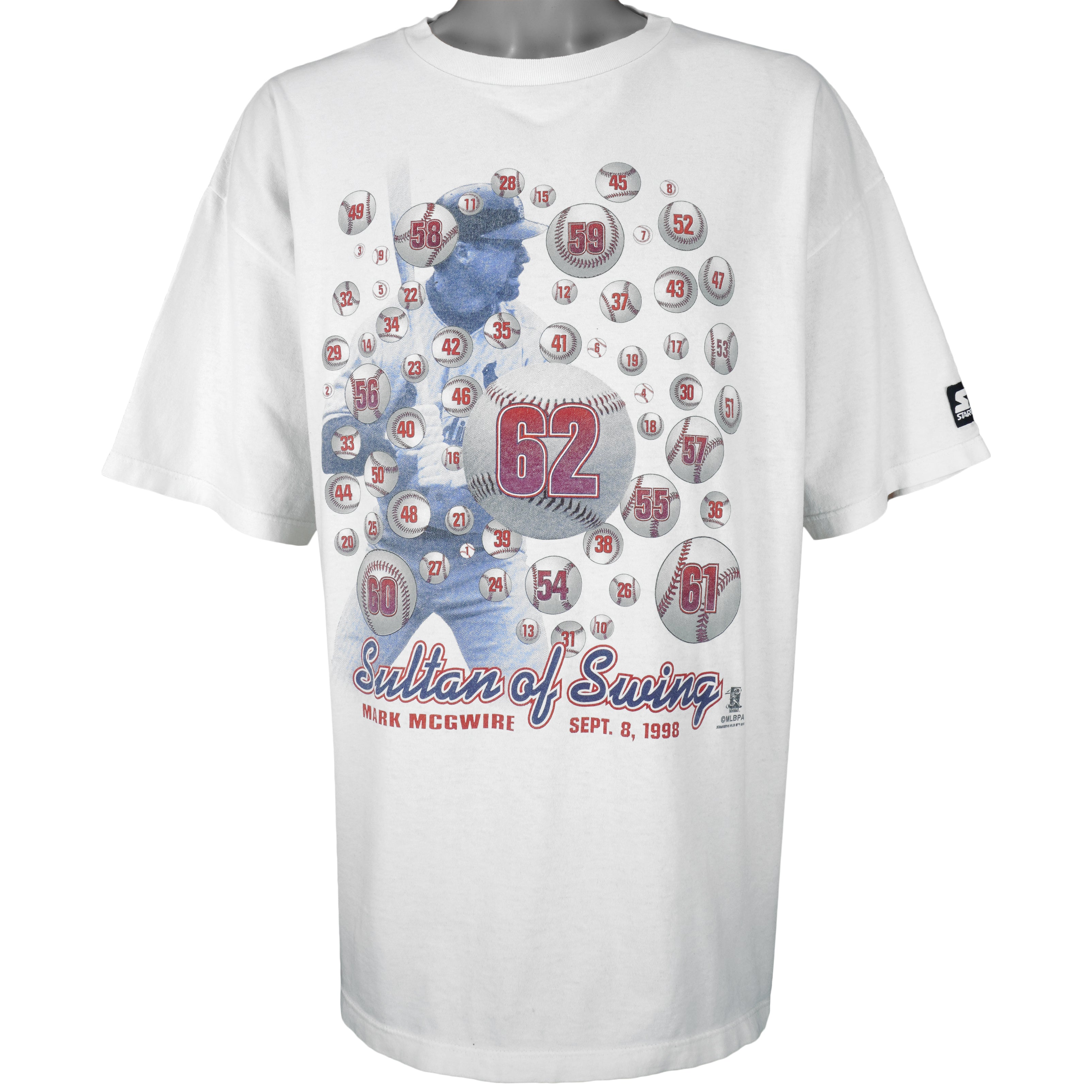 Starter - Sultan of Swing Mark McGwire Single Stitch T-Shirt 1998 X-Large Vintage Retro Baseball