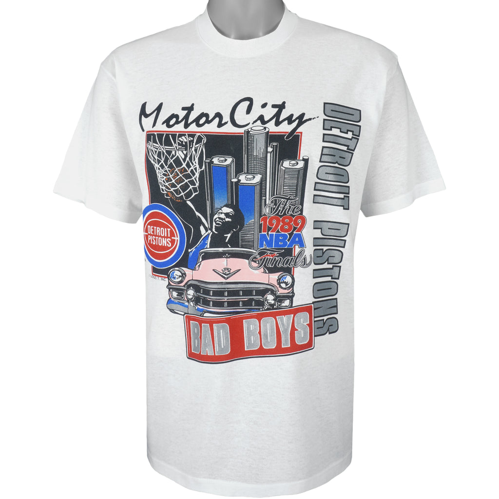NBA (Logo 7) - Detroit Pistons Single Stitch T-Shirt 1990s X-Large Vintage Retro Basketball